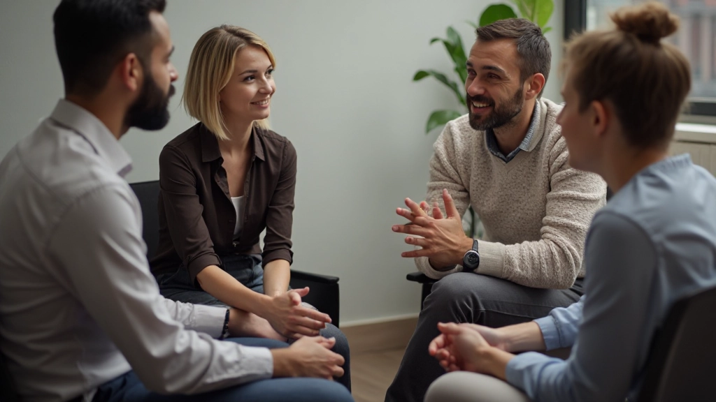 Grupo em dinâmica de conversação temática em círculo