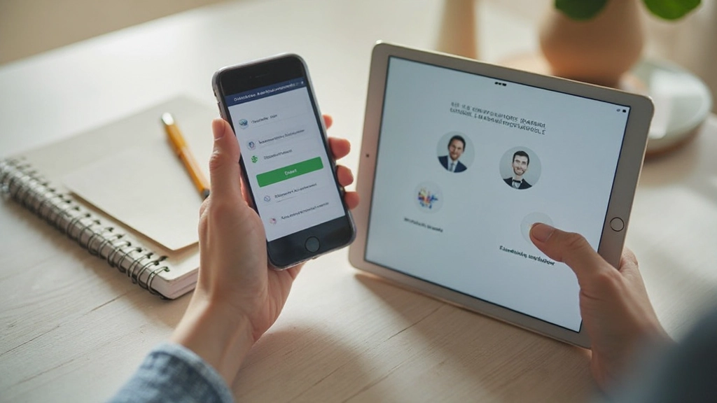 Telemóvel e tablet mostrando aplicações de aprendizagem de português