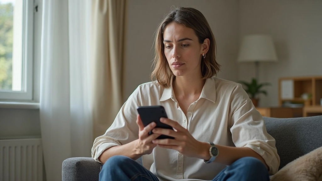 Estudante usando aplicação de conversação em português em dispositivo móvel